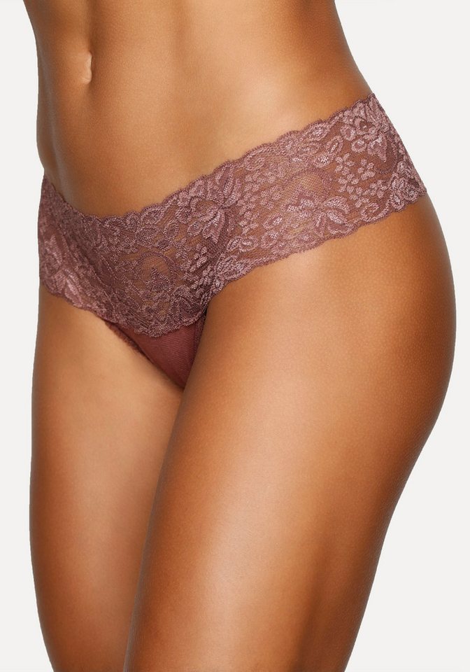 Vivance by Lascana String (3er-Pack) aus elastischer Baumwolle mit floraler Spitze – Bild 2 von 5