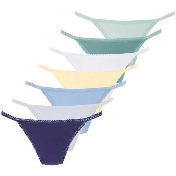 Vivance by Lascana String (7er-Pack) mit feiner Spitzeneinfassung und aus weicher Baumwollqualität
