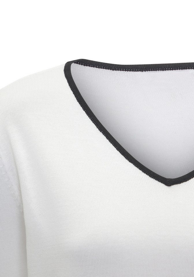 Vivance by Lascana V-Ausschnitt-Pullover mit Kontrastkanten an den Abschlüssen Basic-Pullover mit V-Ausschnitt, weicher Feinstrickpullover, casual – Bild 5 von 5