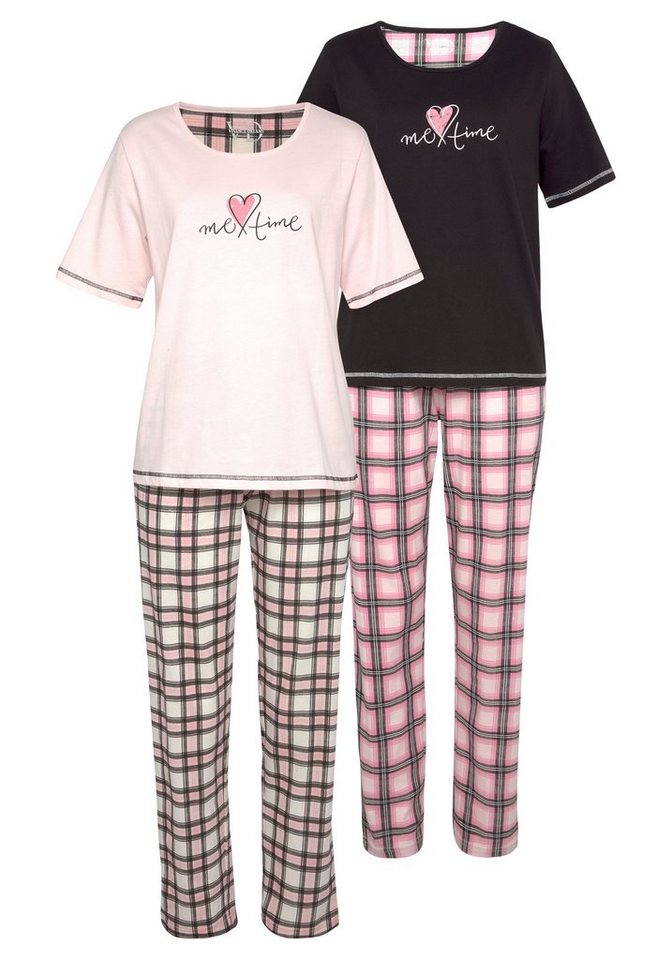 Vivance Dreams by Lascana Pyjama (Packung, 4 tlg., 2 Stück) im Doppelpack mit Karomuster – Bild 2 von 5