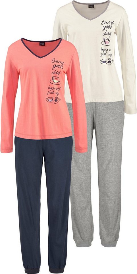 Vivance Dreams by Lascana Pyjama (Packung, 4 tlg., 2 Stück) mit seitlichem Print – Bild 2 von 5