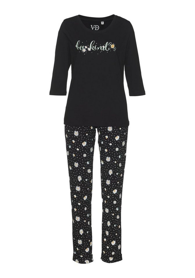 Vivance Dreams by Lascana Pyjama (Set, 2 tlg) mit Gänseblümchen-Druck – Bild 2 von 5