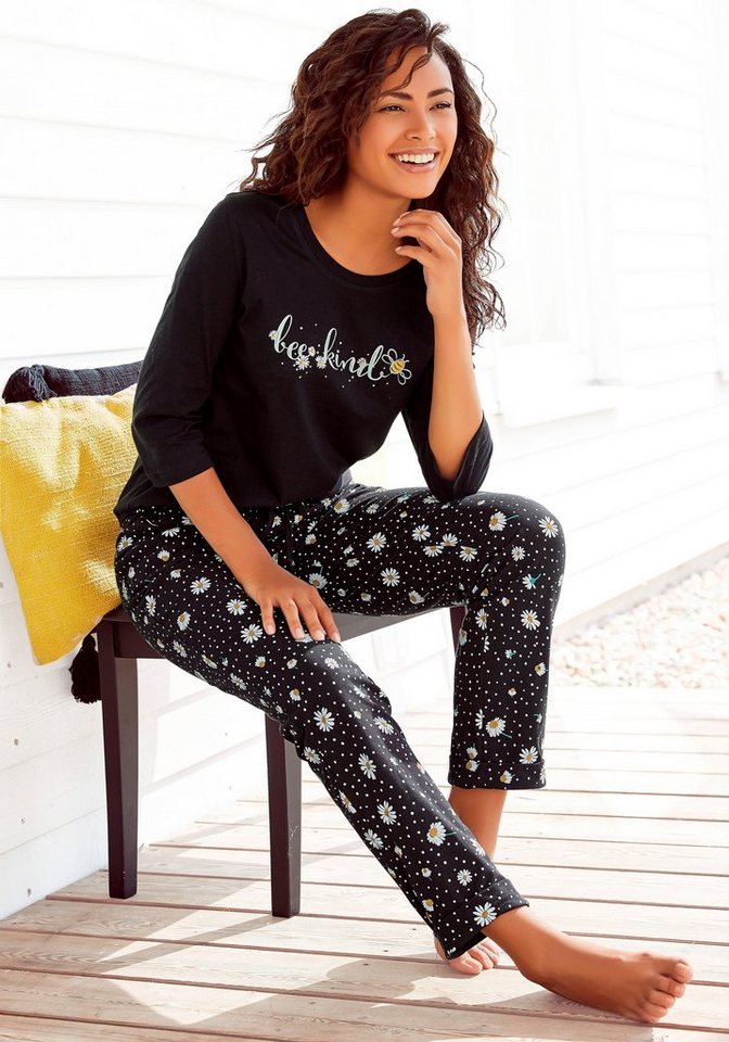 Vivance Dreams by Lascana Pyjama (Set, 2 tlg) mit Gänseblümchen-Druck – Bild 5 von 5