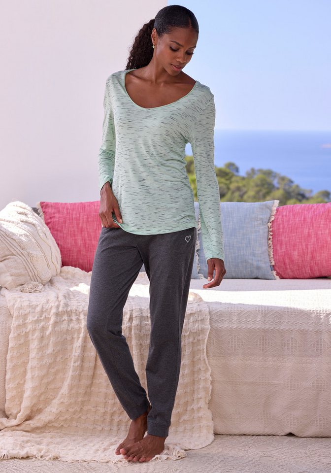 Vivance Dreams by Lascana Pyjama (Set, 2 tlg) mit schönem Melangeeffekt – Bild 3 von 5