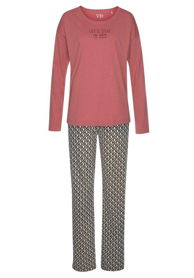 Vivance Dreams by Lascana Pyjama (Set, 2 tlg) mit Schriftprint und gemusterter Hose – Bild 2 von 5