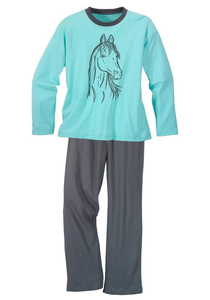 Vivance Pyjama (4 tlg., 2 Sets) langer Schlafanzug mit Hunde- und Pferdedruck, aus Baumwolle – Bild 2 von 5