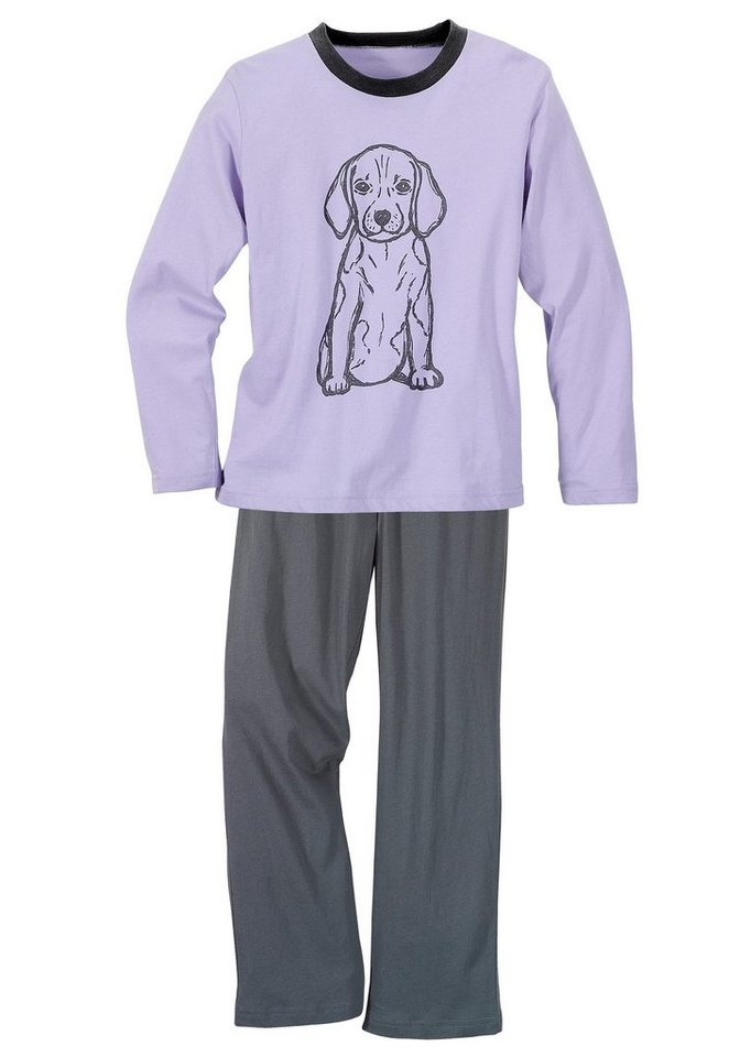 Vivance Pyjama (4 tlg., 2 Sets) langer Schlafanzug mit Hunde- und Pferdedruck, aus Baumwolle – Bild 3 von 5