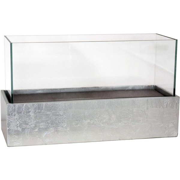 VIVANNO Windlicht Fiberglas CANDELITO Rechteckig - Blattsilber Hochglanz (1 St), 50x20x29 cm