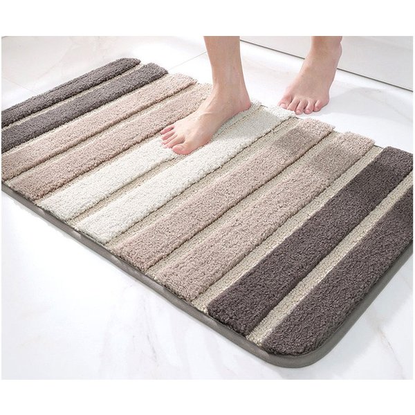 Vivi Idee Badematte Badteppich, TPR-Gummi rutschfest beschichtet, 50x80cm, Streife, Oberflächenmaterial 100% Polyester, strapazierfähig, rechteckig