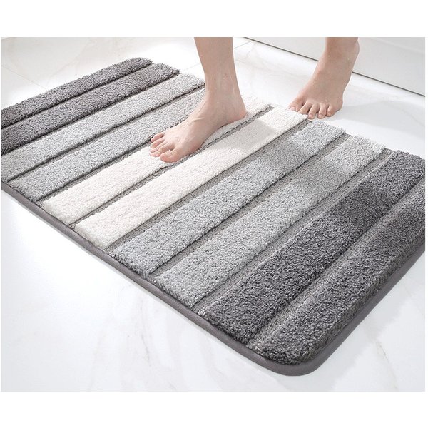 Vivi Idee Badematte Badteppich, TPR-Gummi rutschfest beschichtet, 50x80cm, Streife, Oberflächenmaterial 100% Polyester, strapazierfähig, rechteckig