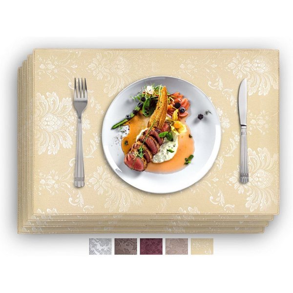 Vivi Idee Platzset Geprägte luxuriöse Tischsets Tischmatte Kunstleder, abwischbar, wasserdicht, Anti-Rutsch, beidseitig, 46 x 31 cm, 4er Set