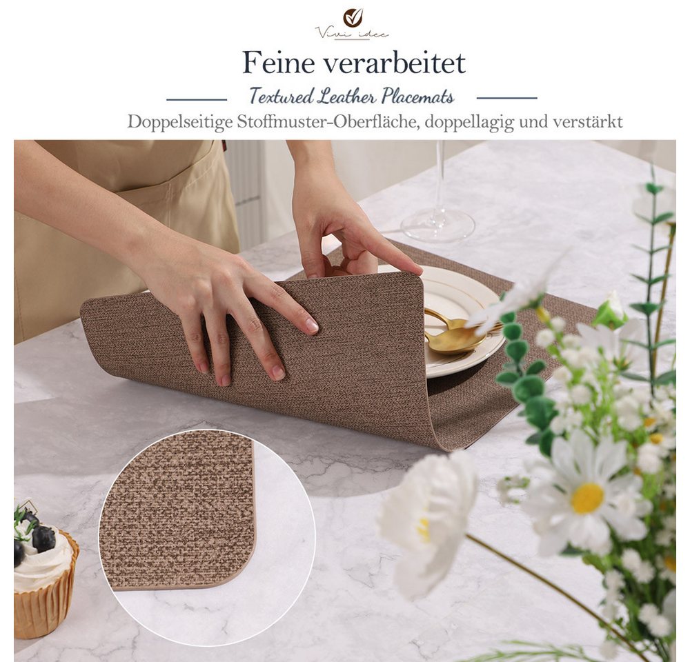 Vivi Idee Platzset Tischset Tischmatte Kunstleder, abwischbar wasserdicht Anti-Rutsch, Hitzebeständig beidseitig, 45 x 30 cm, 4er Set – Bild 3 von 5