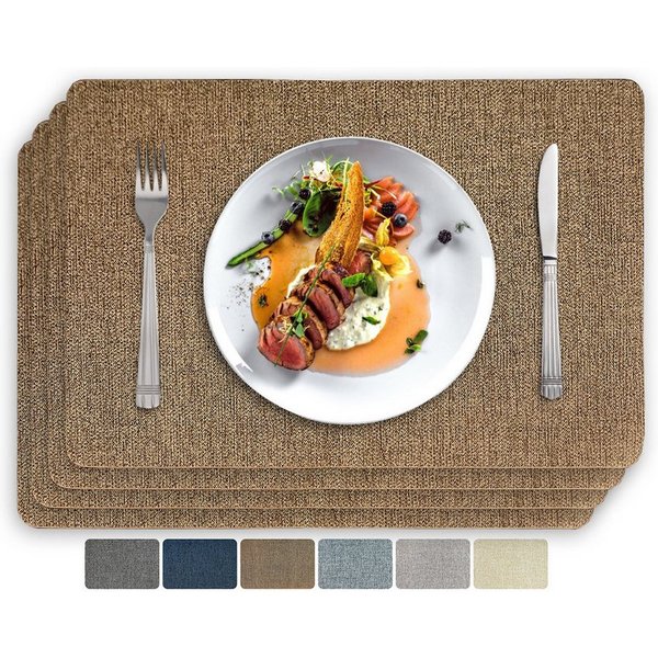 Vivi Idee Platzset Tischset Tischmatte Kunstleder, abwischbar wasserdicht Anti-Rutsch, Hitzebeständig beidseitig, 45 x 30 cm, 4er Set