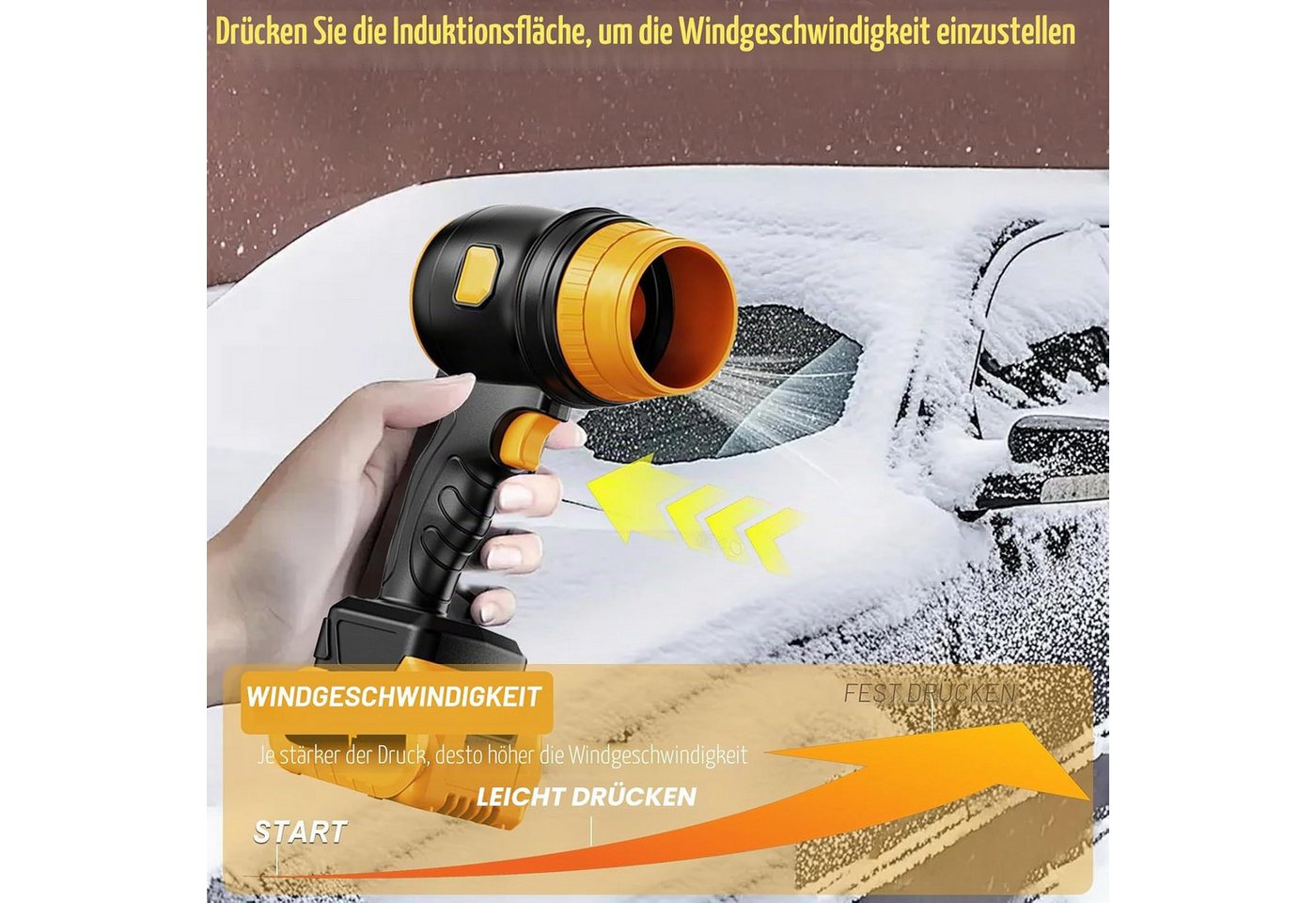 Vivitar Akku-Laubbläser 21V mit 3,000mAh Akku & Ladegerät, 550W Turbo Handgebläse, (Akku Gebläse für Auto, Werkstatt, Garage, Grill, Camping, 1 St., tragbarer G – Bild 5 von 5