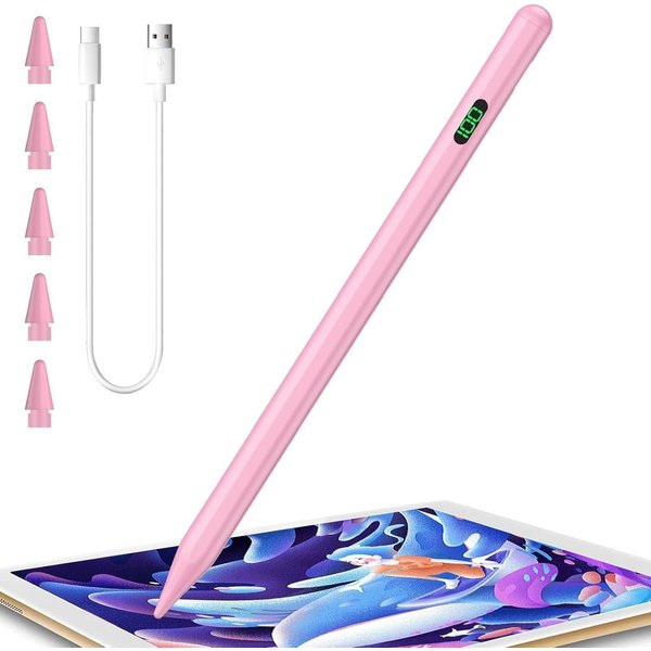 Vivitar Eingabestift iPad, Active Stylus Pen - Handfläschenerkennung mit 5 Ersatzspitzen (Batterieanzeige, Magnetbefestigung, Neigungsempfindlichkeit mit präzis