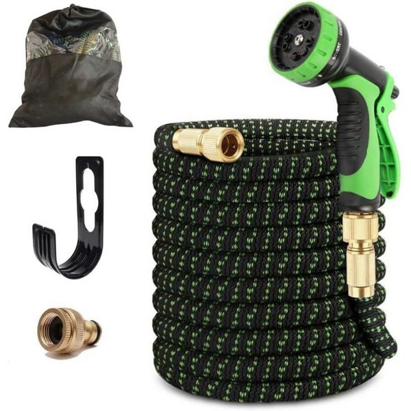 Vivitar Gartenschlauch 22,5 m flexibler Wasserschlauch mit 9 Funktionsdüsen, Hochwertiger multifunktionaler Gartenschlauch, 3-lagiger Latexseele, (perfektes Ges