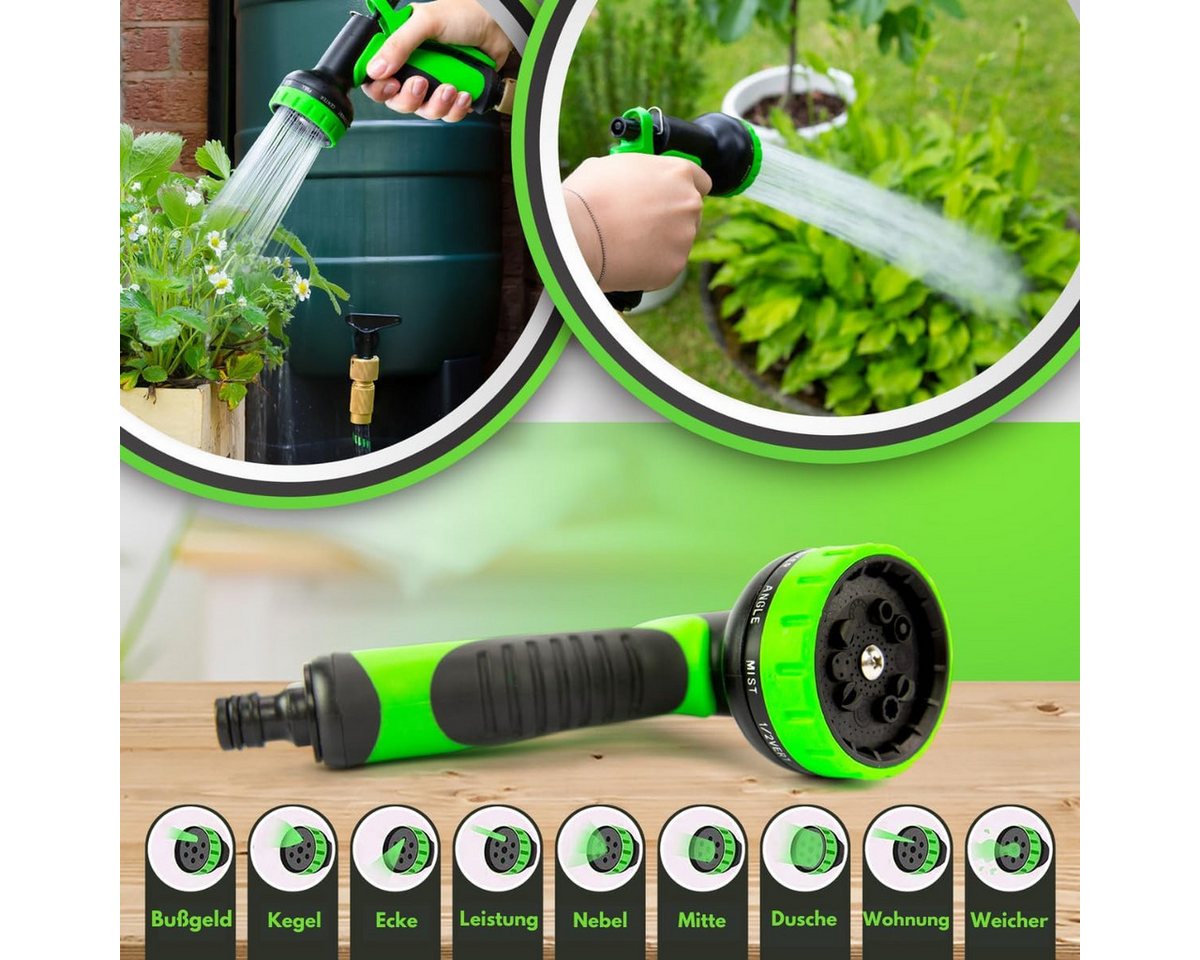 Vivitar Gartenschlauch 22,5 m flexibler Wasserschlauch mit 9 Funktionsdüsen, Hochwertiger multifunktionaler Gartenschlauch, 3-lagiger Latexseele, (perfektes Ges – Bild 3 von 5