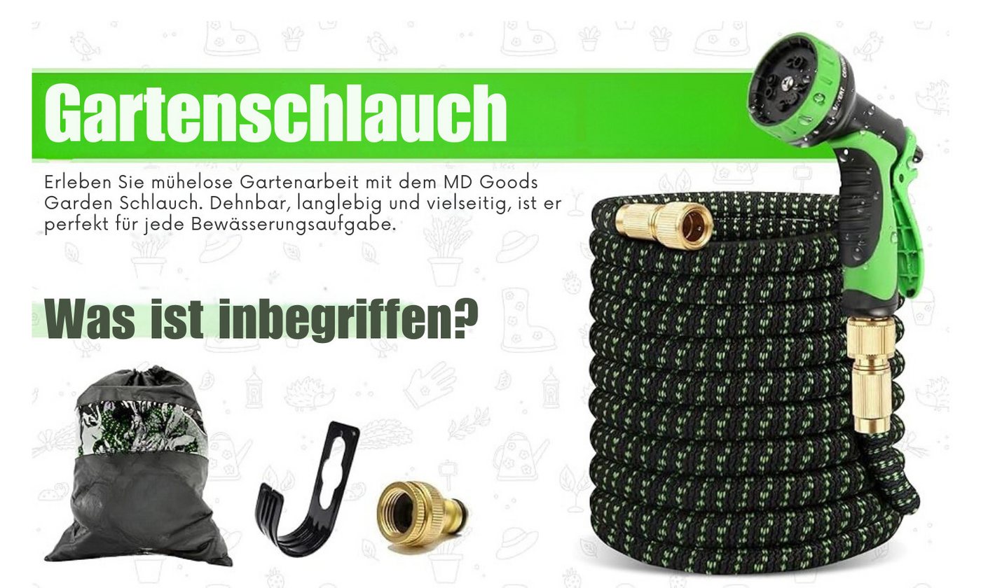 Vivitar Gartenschlauch 22,5 m flexibler Wasserschlauch mit 9 Funktionsdüsen, Hochwertiger multifunktionaler Gartenschlauch, 3-lagiger Latexseele, (perfektes Ges – Bild 5 von 5
