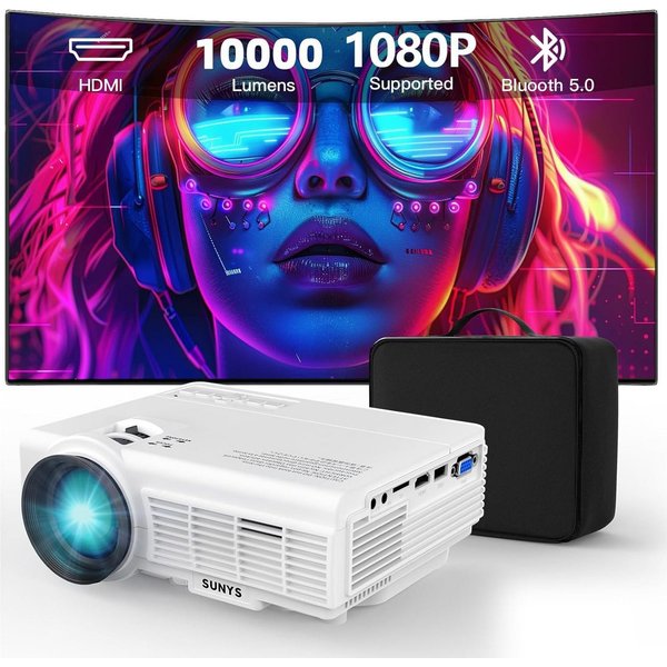 Vivitar Projektor Beamer 10000 Lumen, native 1080P Full HD Auflösung LED-Beamer (10000 lm, 10.000:1 Kontrast, HDMI, USB, Audioanschluss, integrierte HiFi-Lautsp