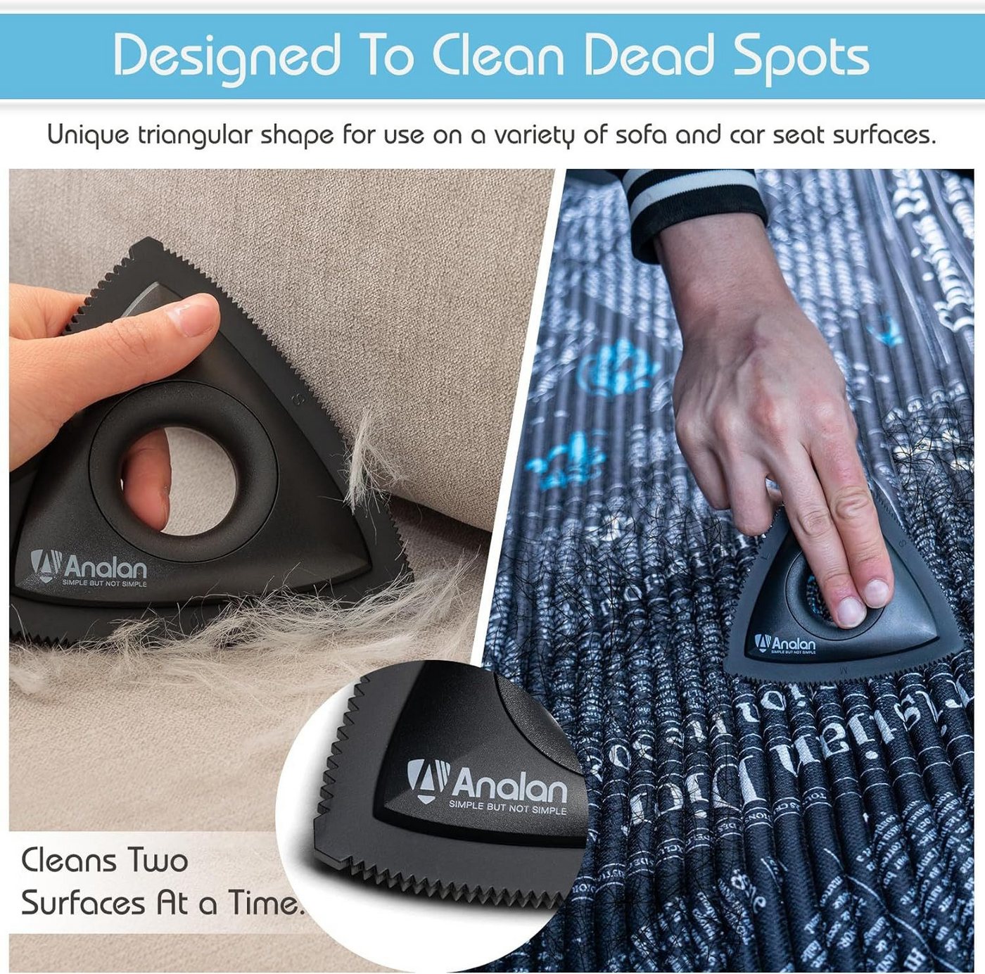 Vivitar Tierhaarentferner effizientere Tierhaarentfernung mit innovativem, dreieckigem Design, Teppich, Auto, Möbel, Kleidung, Bettwäsche, (Ideal für die Entfer – Bild 3 von 5