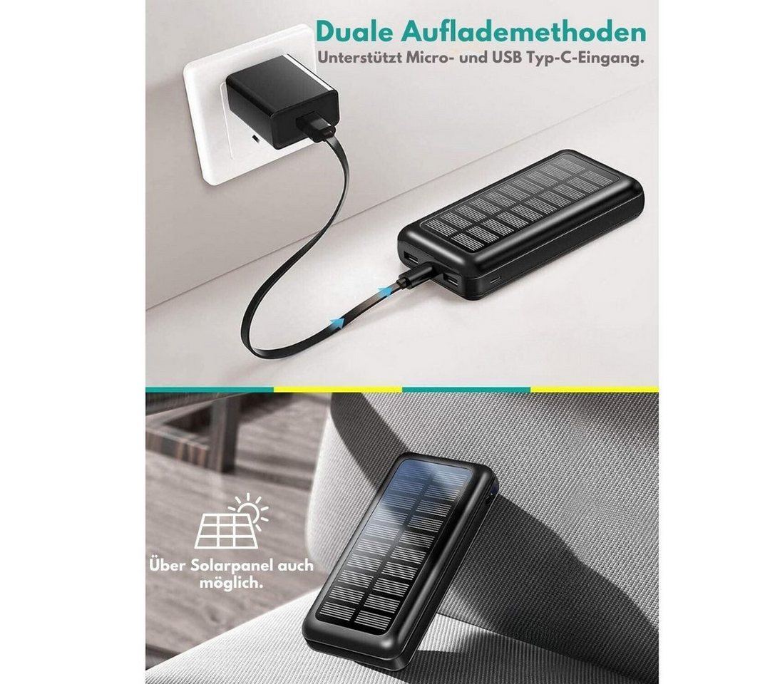Vivitar tragbares Solarladegerät, Dual USB-Anschlüsse für schnelles Aufladen Solar Powerbank 30000 mAh, mit Ladekabel, externes Ladegerät 30000 mAh, langlebiges – Bild 5 von 5