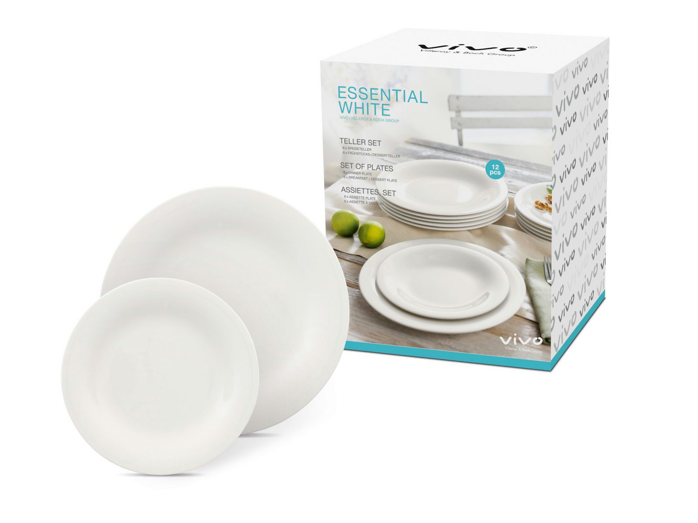 vivo Villeroy & Boch Group Teller-Set Essential White Teller Set 12tlg, Premium Porcelain – Bild 2 von 5