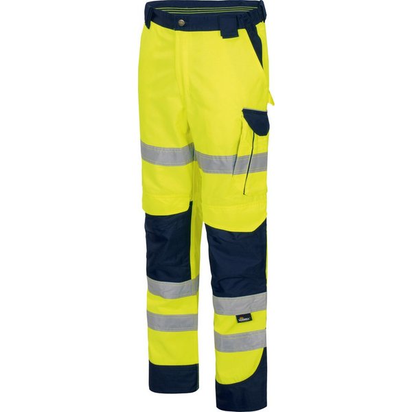 vizwell Arbeitshose reflektierende Herren Warnschutz Arbeitsbundhose DIN zertifiziert, strapazierfähig, Knietasche aus Oxford-Material