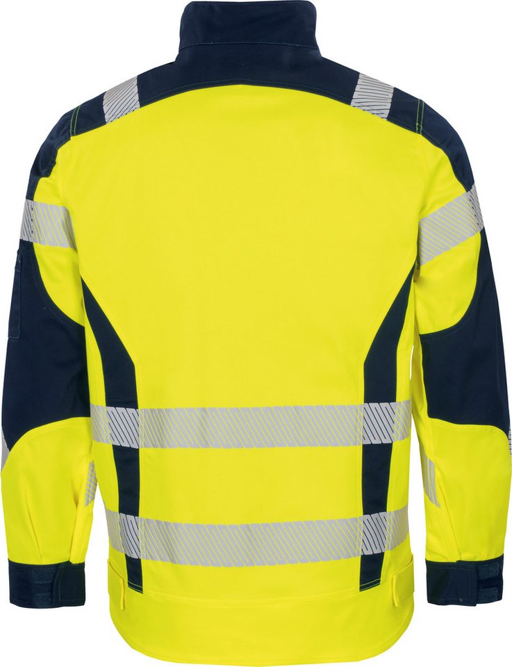 vizwell Arbeitsjacke Warnschutz Bundjacke HiVis elastisch dehnbar warnorange warngelb – Bild 4 von 5