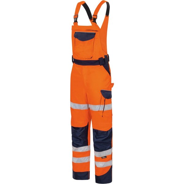 vizwell Arbeitslatzhose Warnschutz Latzhose Herren warnorange warngelb DIN zertifiziert, strapazierfähig, Knietasche aus Oxford-Material