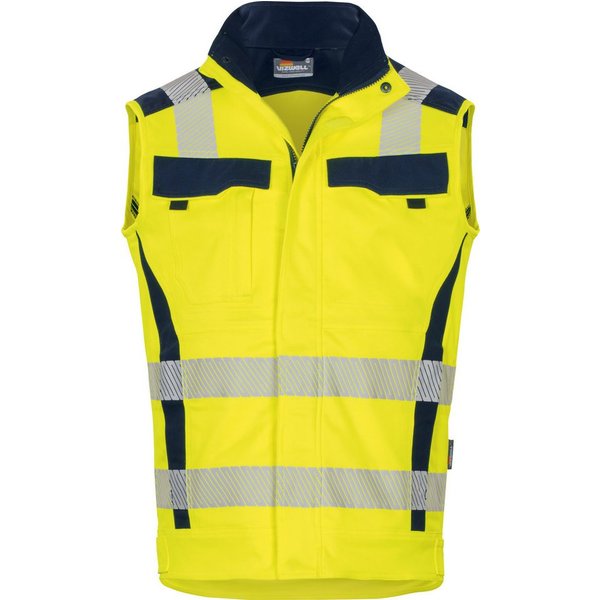 vizwell Arbeitsweste Warnschutz Weste HiVis elastisch dehnbar warnorange warngelb reißfest und elastisch - knitterfrei sowie pflege- und bügelleicht