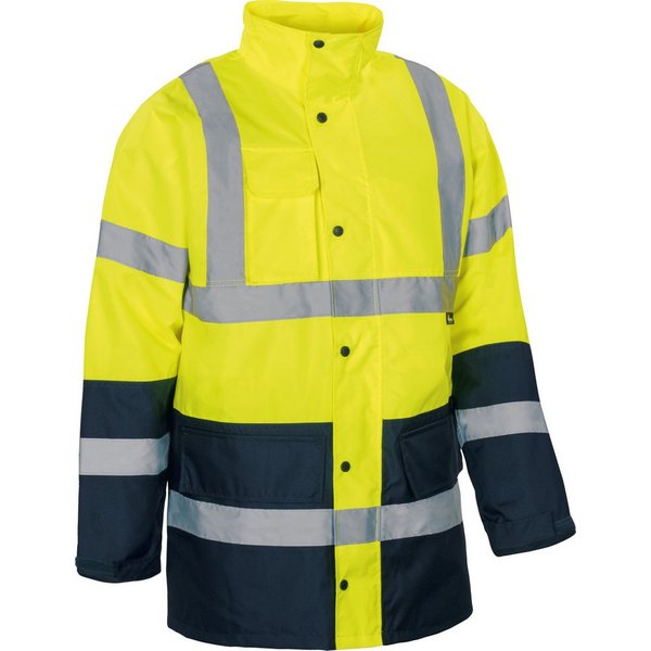 vizwell Regenjacke Warnschutz Arbeitsjacke lang warnorange warngelb