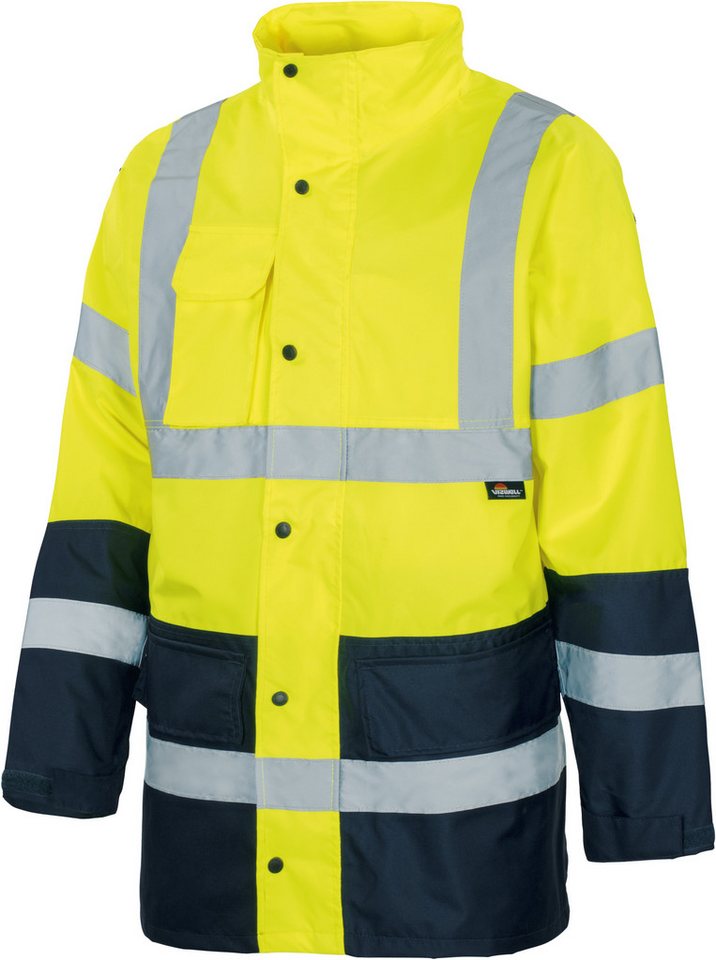vizwell Regenjacke Warnschutz Arbeitsjacke lang warnorange warngelb – Bild 2 von 4