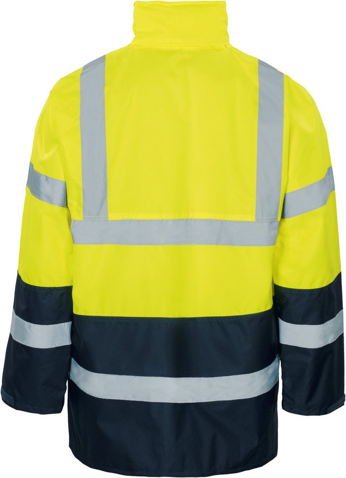vizwell Regenjacke Warnschutz Arbeitsjacke lang warnorange warngelb – Bild 4 von 4