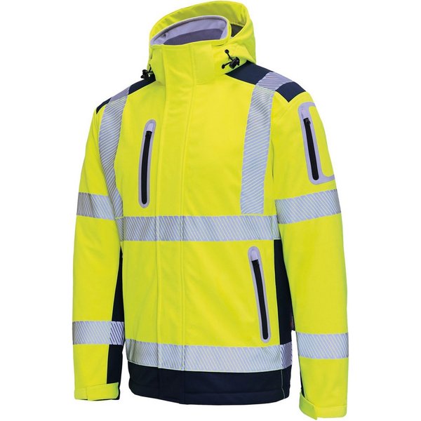 vizwell Softshelljacke 3 in 1 Warnschutz Winter-Softshelljacke Arbeitsjacke neon gelb orange warme, robuste Winterjacke oder Weste. Zertifiziert