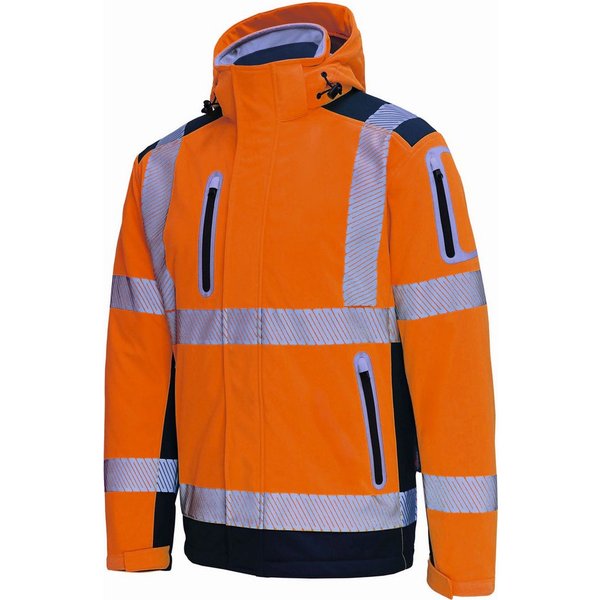vizwell Softshelljacke 3 in 1 Warnschutz Winter-Softshelljacke Arbeitsjacke neon gelb orange warme, robuste Winterjacke oder Weste. Zertifiziert