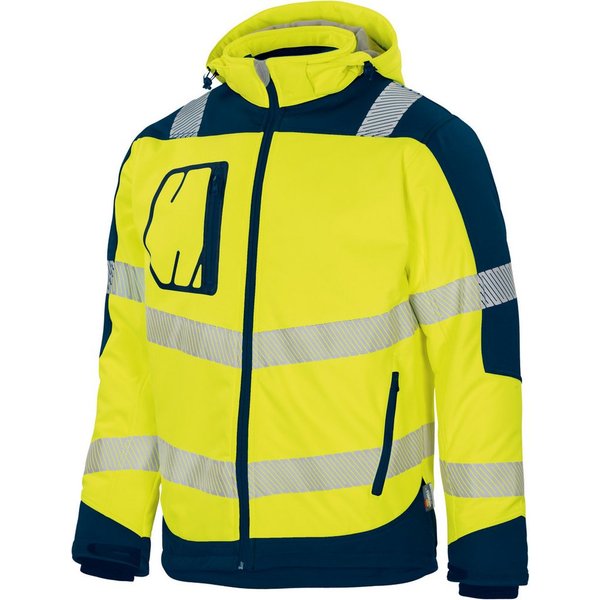 vizwell Softshelljacke Herren Warnschutz Winter-Softshelljacke Arbeitsjacke mit Kapuze robust, wärmend und zertifiziert