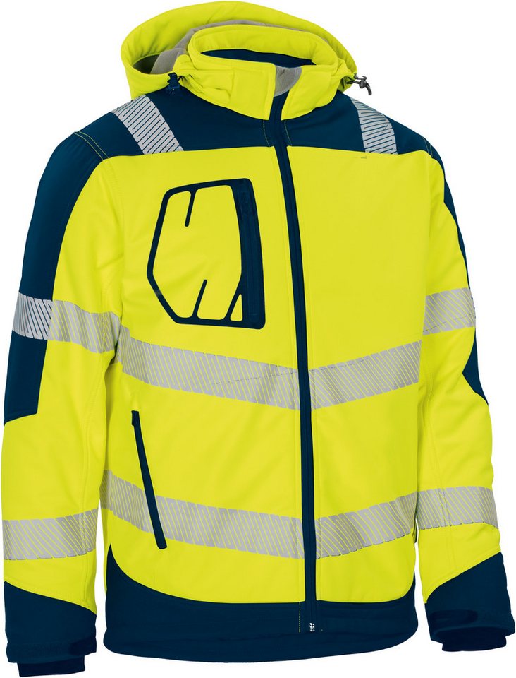 vizwell Softshelljacke Herren Warnschutz Winter-Softshelljacke Arbeitsjacke mit Kapuze robust, wärmend und zertifiziert – Bild 3 von 5