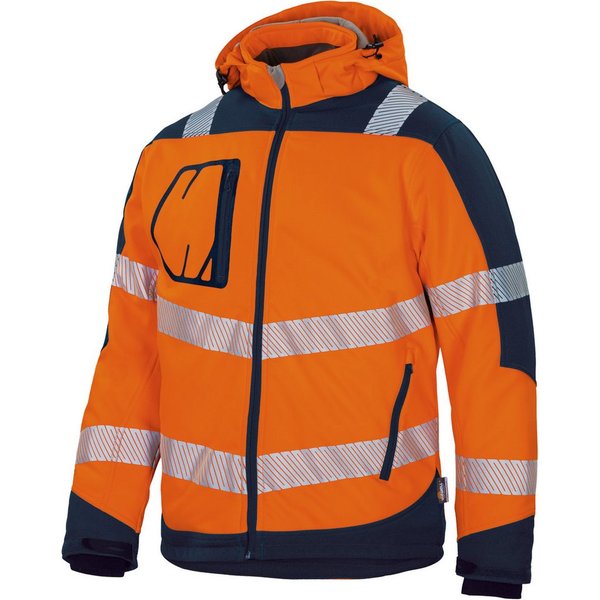 vizwell Softshelljacke Herren Warnschutz Winter-Softshelljacke Arbeitsjacke mit Kapuze robust, wärmend und zertifiziert