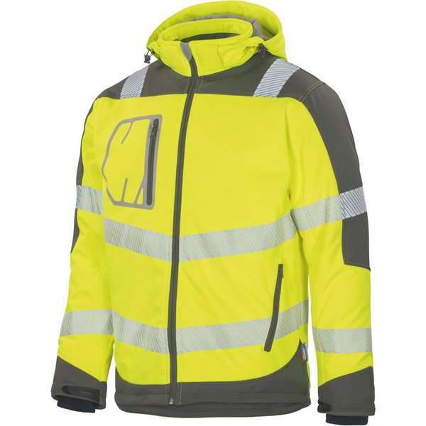vizwell Softshelljacke Herren Warnschutz Winter-Softshelljacke Arbeitsjacke mit Kapuze robust, wärmend und zertifiziert