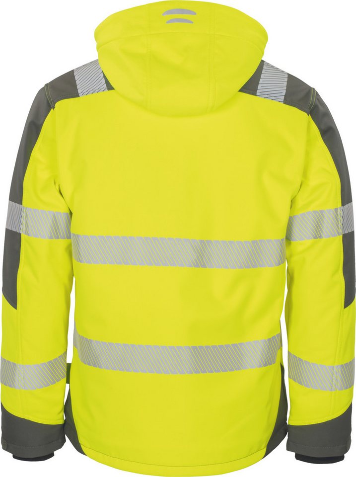vizwell Softshelljacke Herren Warnschutz Winter-Softshelljacke Arbeitsjacke mit Kapuze robust, wärmend und zertifiziert – Bild 4 von 5