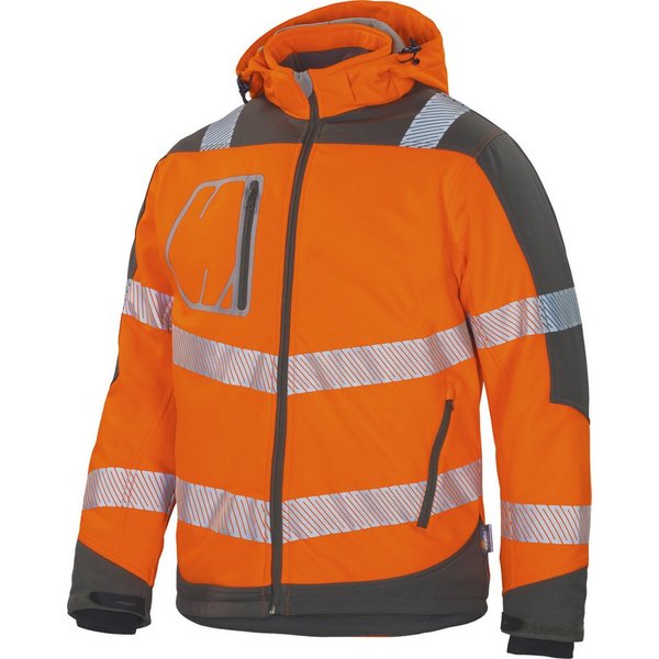 vizwell Softshelljacke Herren Warnschutz Winter-Softshelljacke Arbeitsjacke mit Kapuze robust, wärmend und zertifiziert