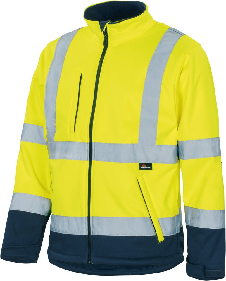 vizwell Softshelljacke Warnschutz Sicherheitsjacke orange gelb zertifiziert – Bild 3 von 4