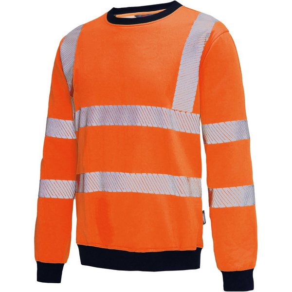 vizwell Sweatshirt Warnschutz Pullover reflektierend orange gelb Sweat mit weicher, aufgerauter Innenseite