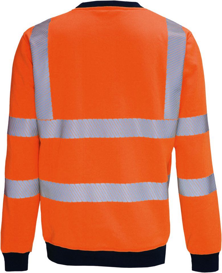 vizwell Sweatshirt Warnschutz Pullover reflektierend orange gelb Sweat mit weicher, aufgerauter Innenseite – Bild 2 von 3