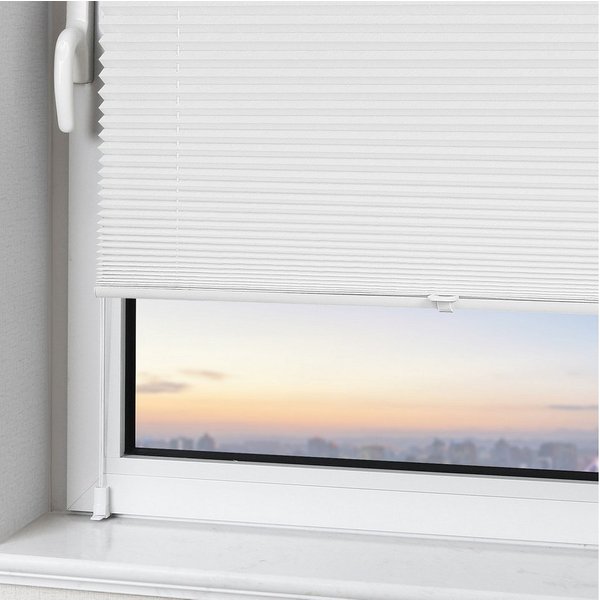 Vkele Plissee Ohne Bohren Klemmfix, Easyfix verspannt Faltrollo mit Klemmträger, Klemmträger, Sonnenschutz und Sichtschutz, Jalousie für Fenster & Tür