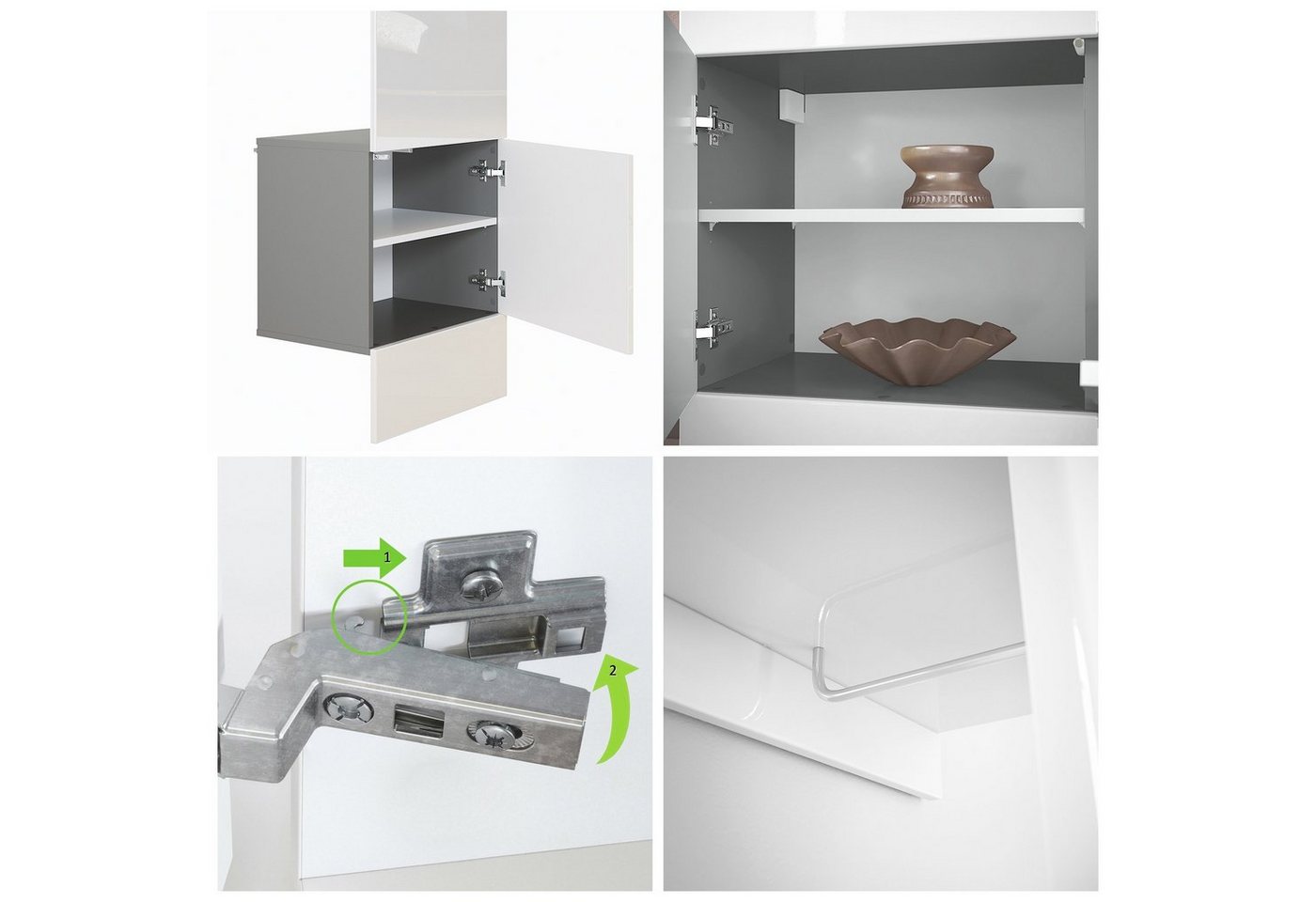 Vladon Garderoben-Set Carlton Set 5, (Wandgarderobe bestehend aus, mit integrierter Tür und 1 Kleiderstange), Anthrazit matt/Weiß Hochglanz (52 x 193 x 35 cm) – Bild 5 von 5