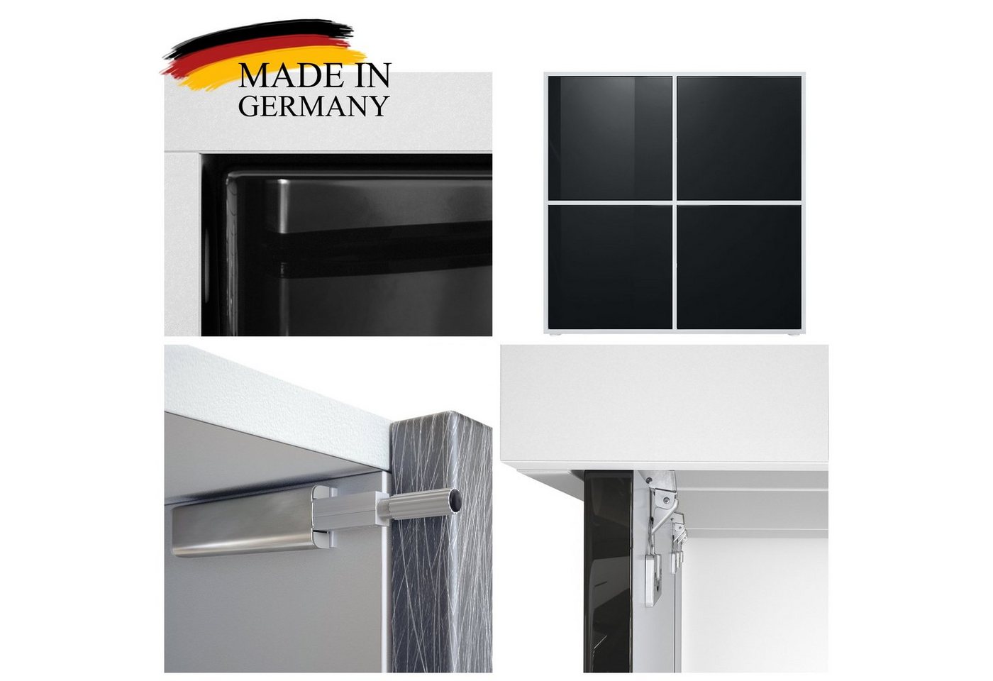 Vladon Highboard Cuba V2 (Schrank, 104 x 105,5 x 35,5 cm Sideboard mit 8 Fächern), Korpus in Schwarz matt / Fronten in Schwarz matt – Bild 4 von 5