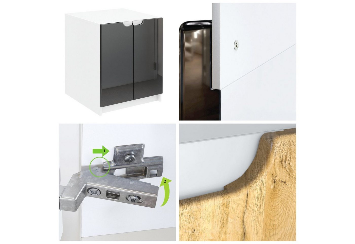 Vladon Kommode Logan (Aktenschrank, mit 2 Fächern und 2 Türen), Druckerschrank Weiß matt/Weiß Hochglanz (51 x 60,5 x 54 cm) – Bild 5 von 5
