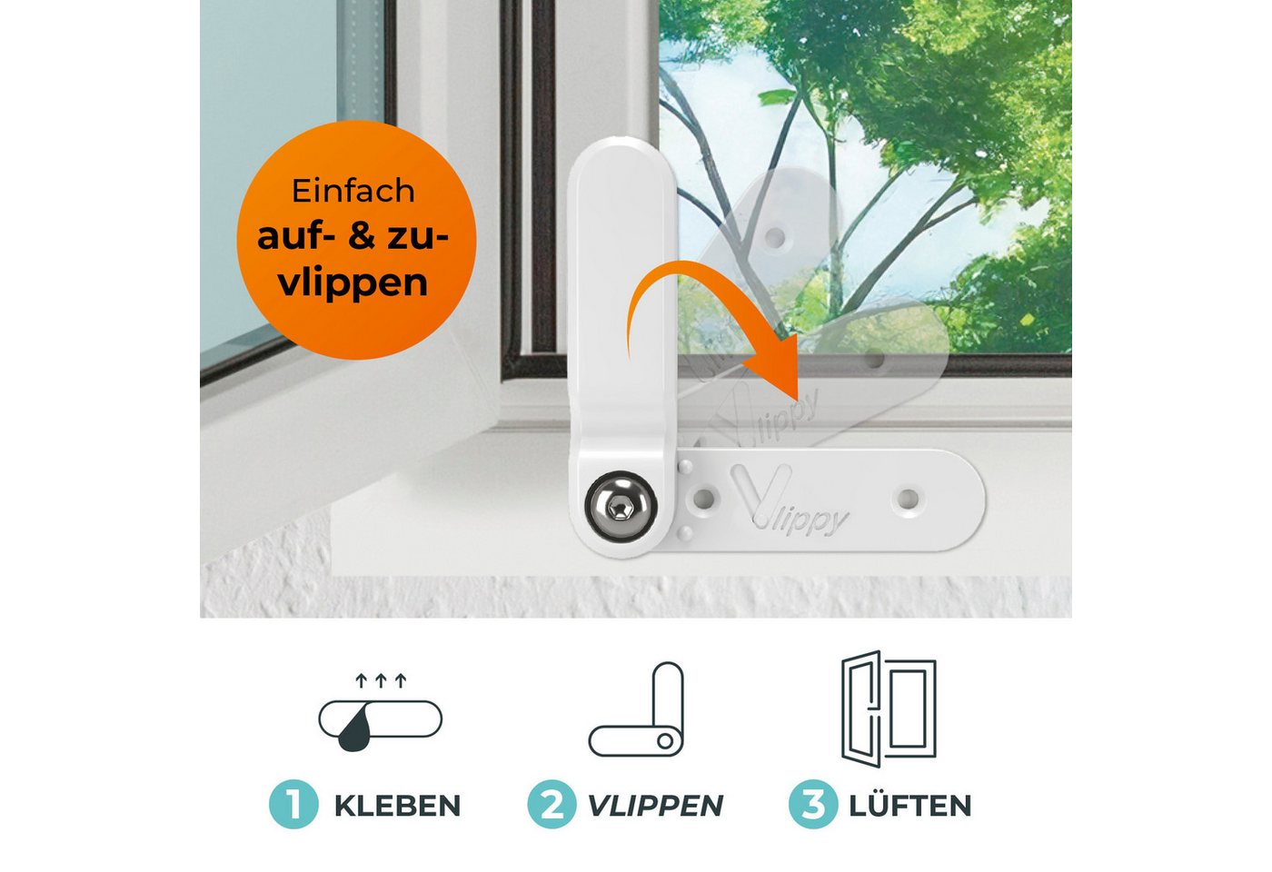 Vlippy Fensterstopper & Türstopper, 2 Stück, Verhindert das Zuschlagen von Fenstern & Türen, (2-tlg) – Bild 4 von 5