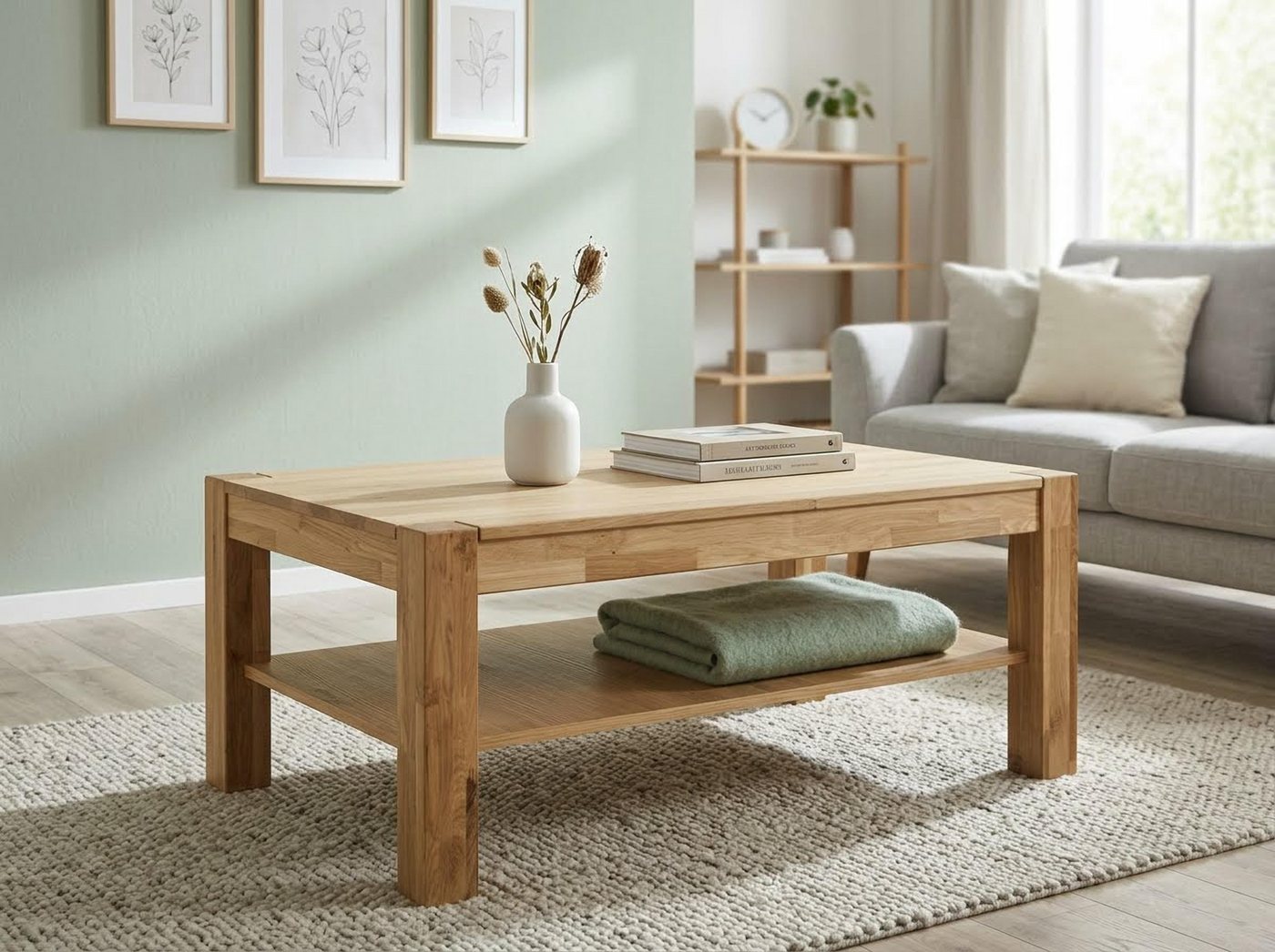 VOGL Möbelfabrik Couchtisch Toronto, in 2 Größen, mit Ablageboden, teilmassiv, Höhe 46 cm, Made in Germany – Bild 2 von 5